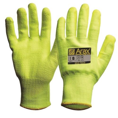 Pro Choice Arax Gold Hi Vis Gloves Yellow Pu Dip Palm Afypu - AFYPU